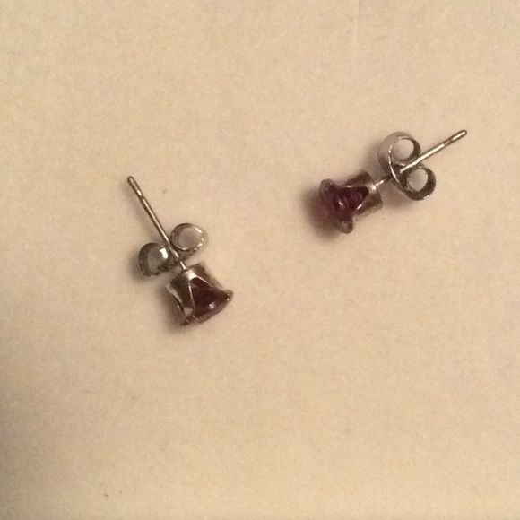 Genuine Garnet/ Ruby ❤️Birthstone Stud Earrings - Picture 5 of 6